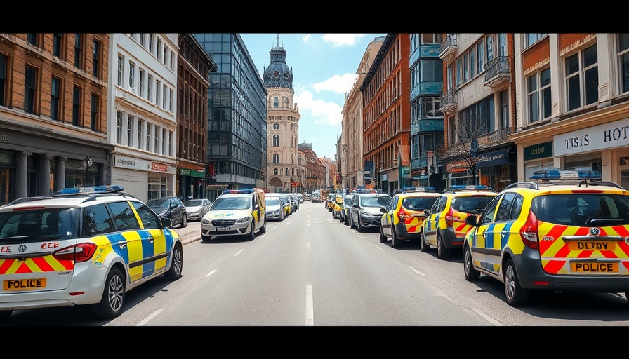 Police vehicles on a street in Leicester, related to attempted murder arrests.