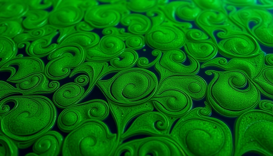 Close-up of green algal bloom on Pontoosuc Lake's water surface.