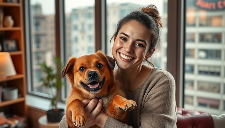 Happy woman and dog in cozy urban setting, Alison Hammond weight loss context