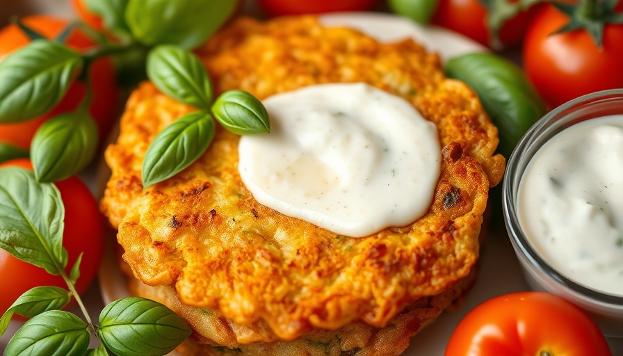 Delicious Italian Tomato Fritter with creamy dip on plate.