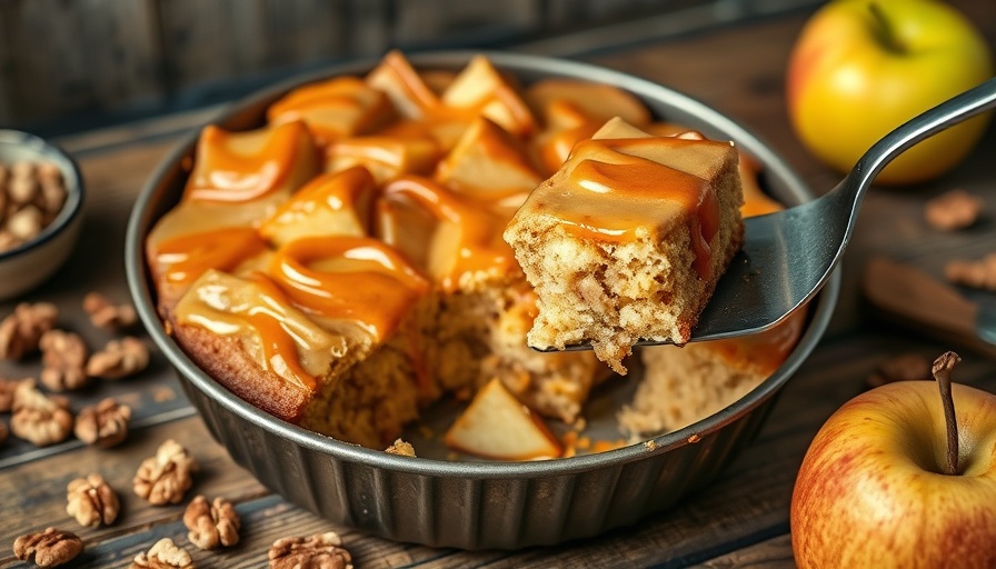 Easy Apple Chunkies Recipe in baking pan with caramel frosting