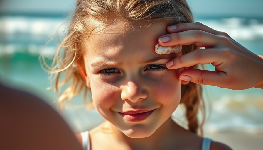 Child at the beach with sunscreen applied; related to sunscreens pulled from shelves.