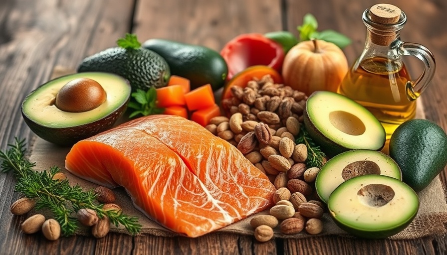 The La Costa Book of Nutrition: Assortment of healthy foods on wood.
