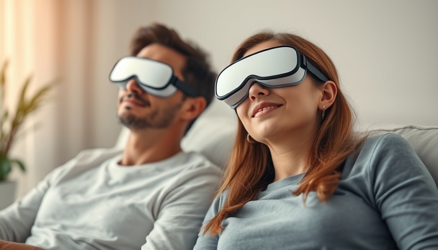 Couple using calming eye masks with anxiety relief tool.