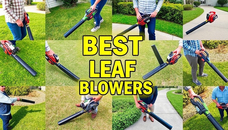 Collage showcasing the best cordless leaf blowers 2025.