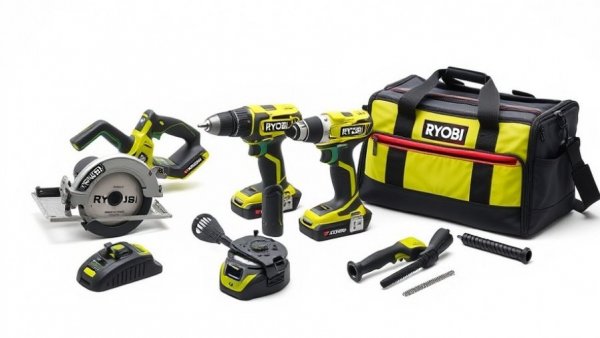 Ryobi 6-Tool Combo Kit Discount with tools and bag.