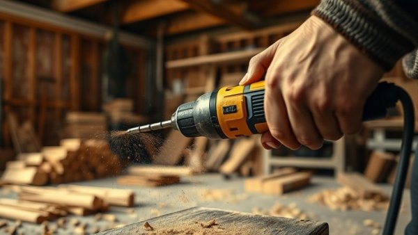 Corded drills still worth buying: drilling in workshop scene.