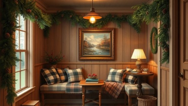 Timeless Christmas decorating idea with classic plaids and garlands.