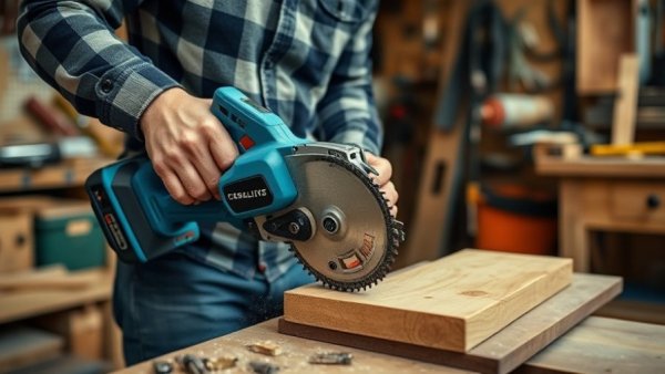 Person using a powerful reciprocating saw in a workshop, showcasing latest tool innovations for DIY projects.