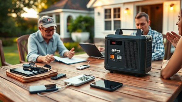 Jackery Explorer 1500 Ultra power station in outdoor gathering, powering devices.