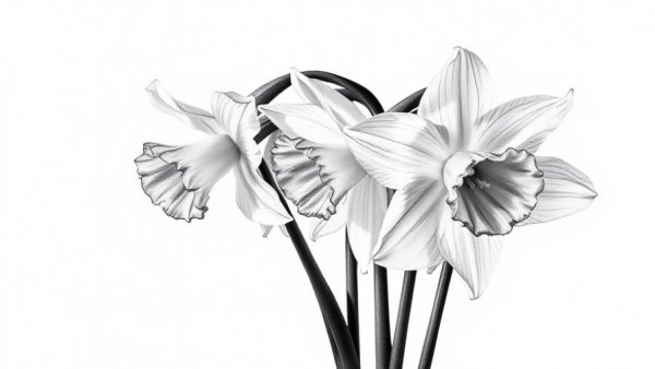 Monochrome watercolor daffodils sketch free daffodil wallpaper.