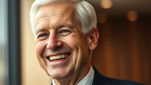 Smiling older man in a suit with a relaxed expression.