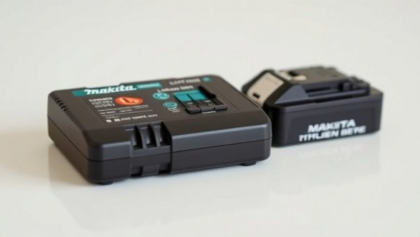 Free Makita Tools: Battery charger and batteries display.