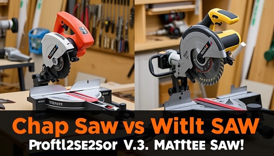 Chop saw vs miter saw comparison in workshop setting.