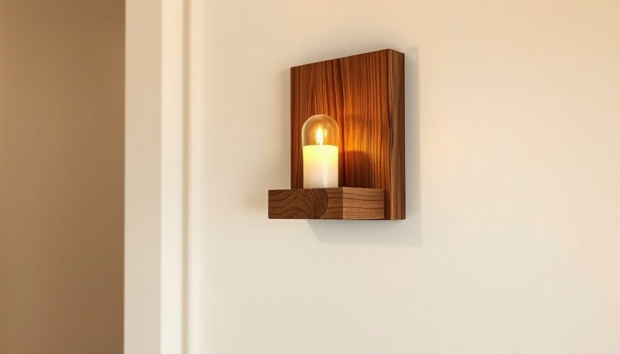 DIY wall sconce with candle glowing warmly.