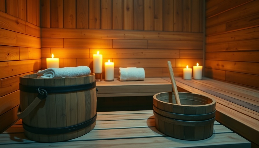 Cozy wooden sauna interior with candles and towels.