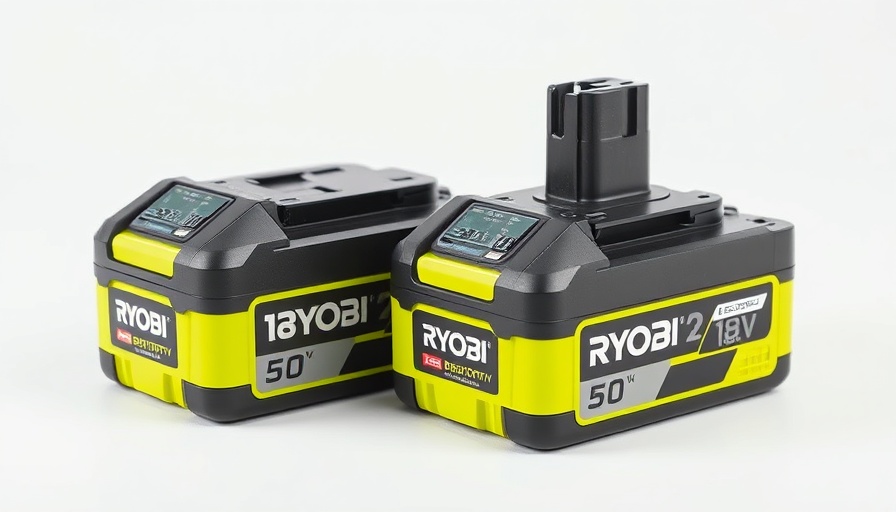 Ryobi 18V High Performance Batteries in studio lighting.