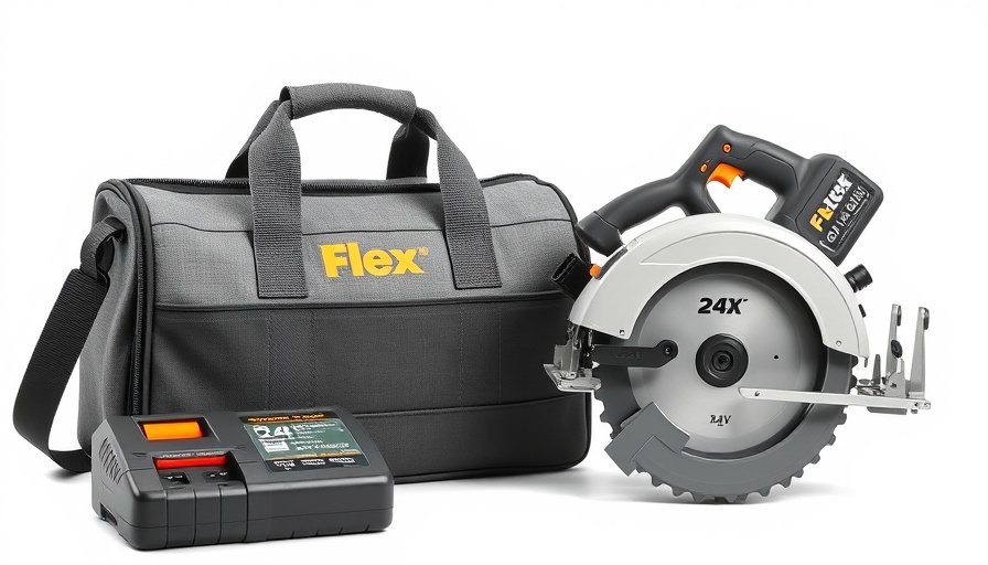 Flex tool kit deals with brushless saw and charger.