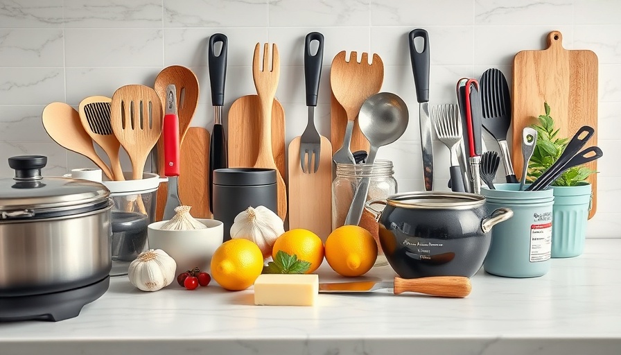 New products at The Inspired Home Show featuring colorful kitchen utensils.