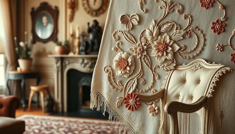 2025 Home Design Trends featuring elegant textile art in a vintage setting.