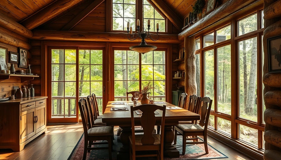 Ontario lake house rental interior with rustic dining room.