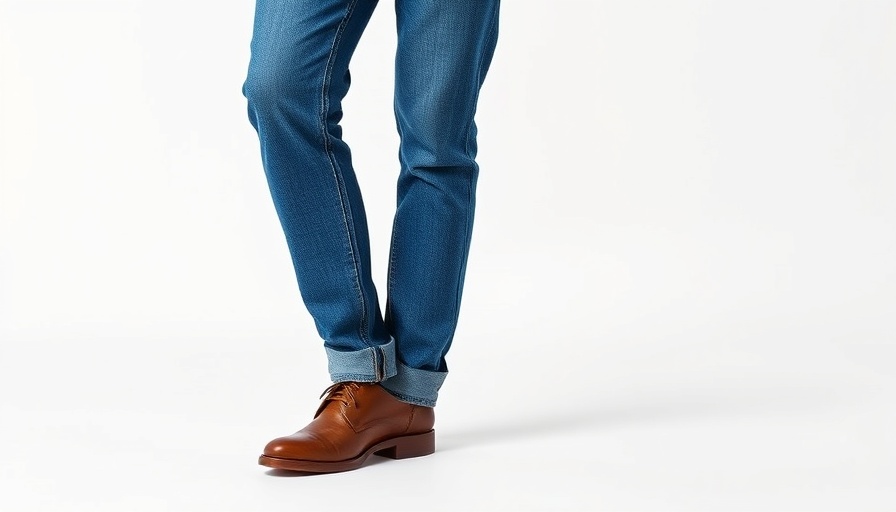 Blue denim jeans and brown shoes for 5.11 Workwear Discount.