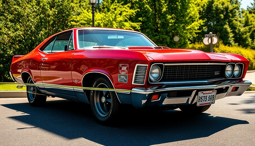 Classic red car parked in sunlight, ideal for buying a classic car.