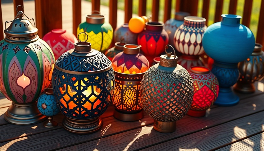 Colorful lanterns on deck, Charleston Design District Lighting.