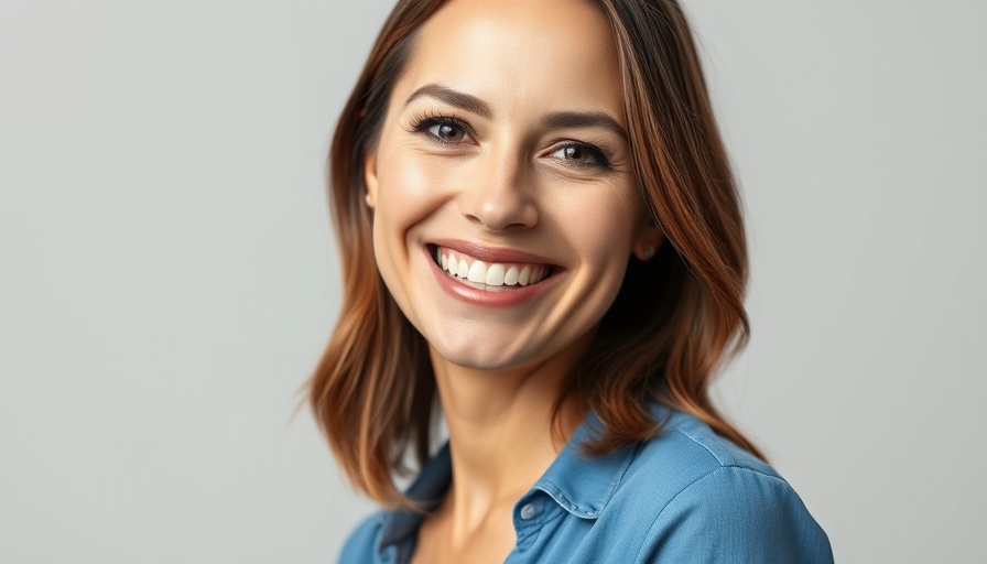Smiling woman in blue blouse highlighting confidence in problem solving.