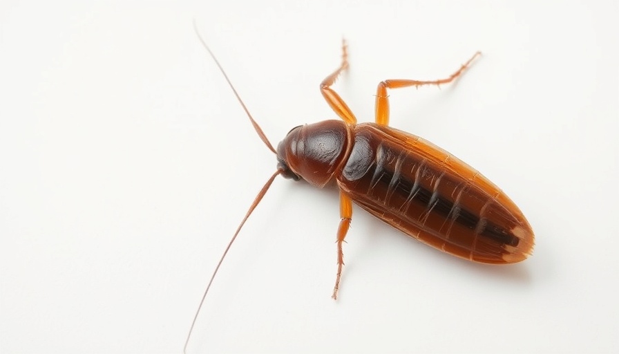 Dead cockroach on a white surface, close-up view.