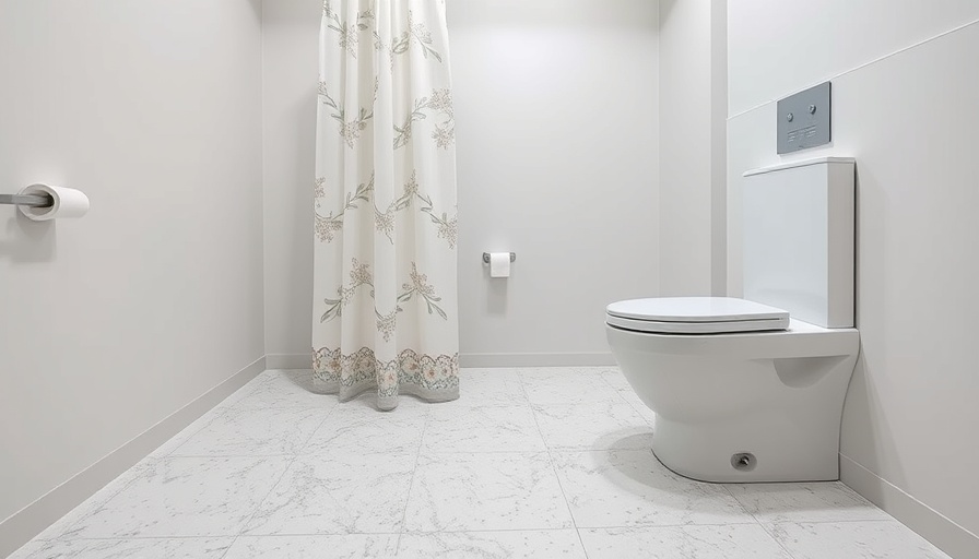 Epoxy shower floor in modern bathroom with white toilet.