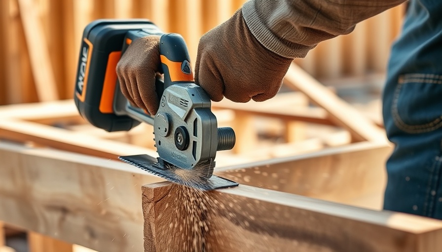 Worker using reciprocating saw with orbital action on wood.