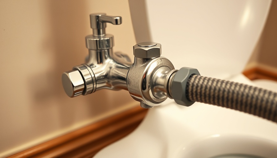 How to turn off water to toilet: close-up of toilet water valve.