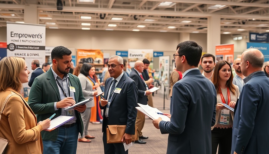 Professionals networking at a home improvement event.