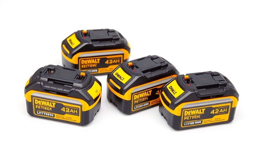 DeWalt battery deals with four lithium-ion batteries displayed.