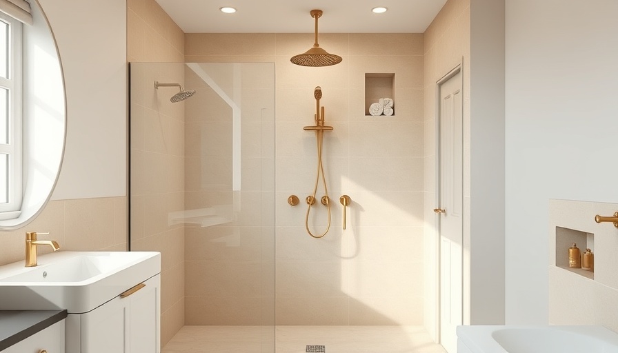 Calm minimalist primary bathroom design with neutral tones.