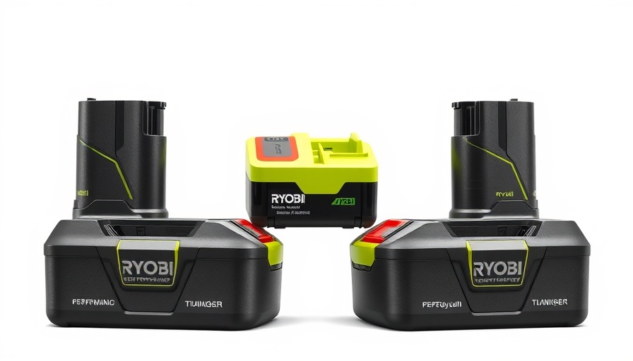 Save on Ryobi High Performance Battery 3-Pack, showcasing three batteries.