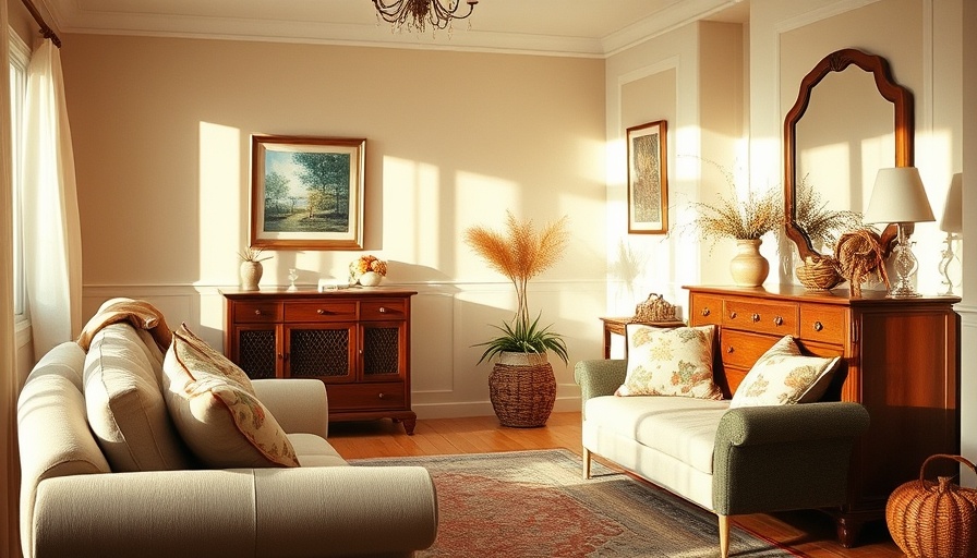 Cozy fall home decor with plush couch and floral cushions.
