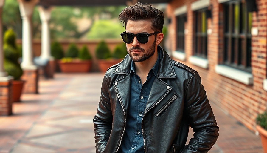 Man in Dark Brown Leather Cafe Racer Jacket standing outdoors.