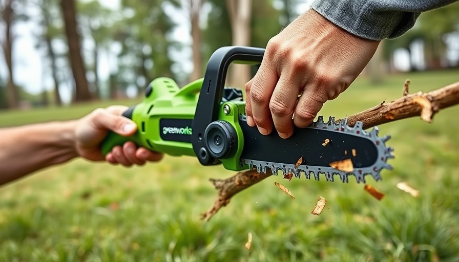 Greenworks 24V Brushless Pruning Saw in action outdoors