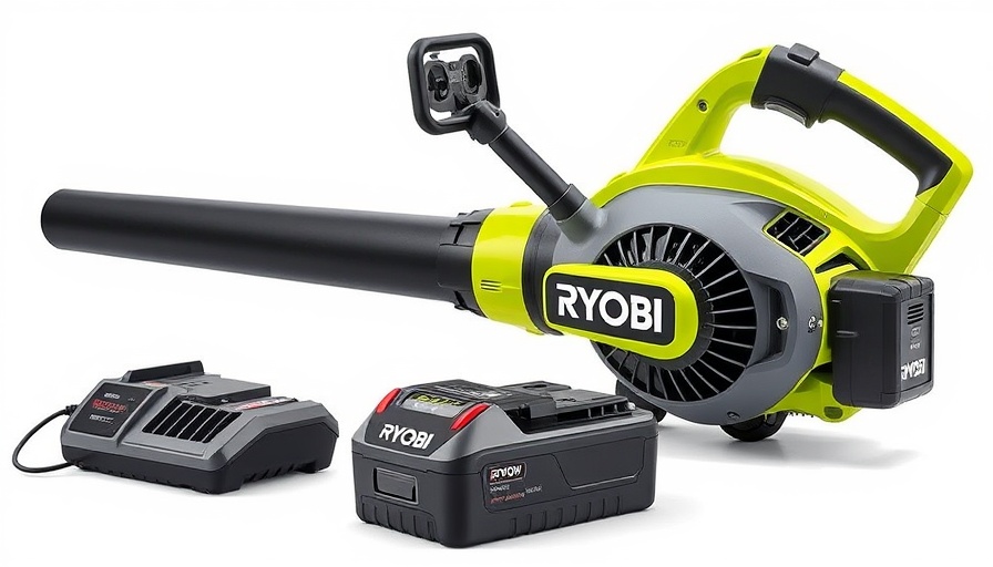 Save 40% on Ryobi Blower with batteries and charger.