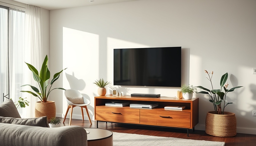 Cozy living room with modern TV lift cabinet and decor
