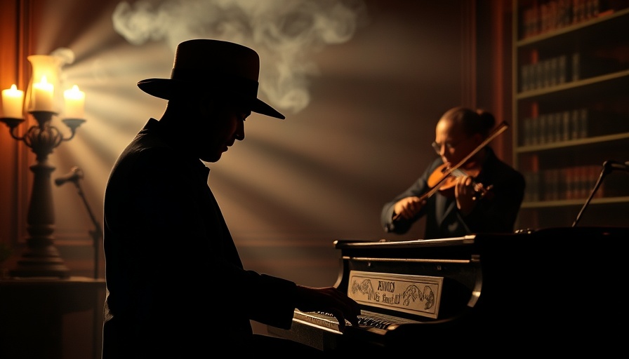 Poetry community support event with musicians in atmospheric lighting.