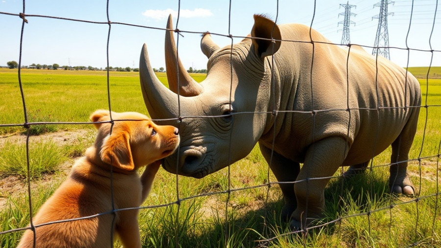 Welsh puppies engaging with rhino to stop wildlife poachers.