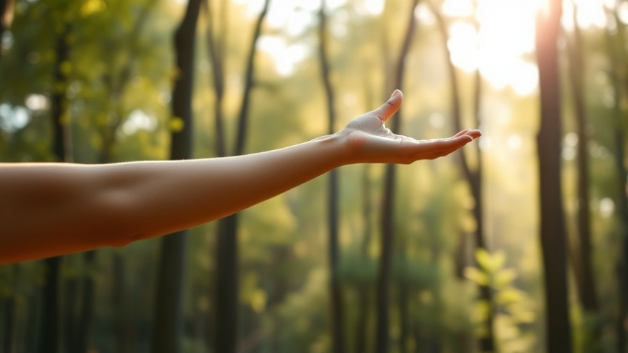 Mindfulness Quotes for Personal Growth: Calming forest with an outstretched arm