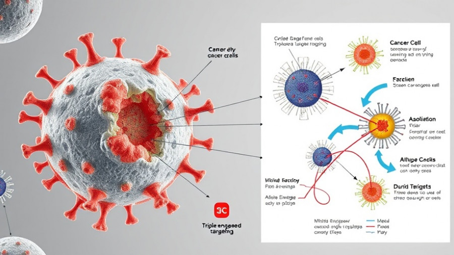Diagram of triple-engineered antibody treating resistant breast cancer.