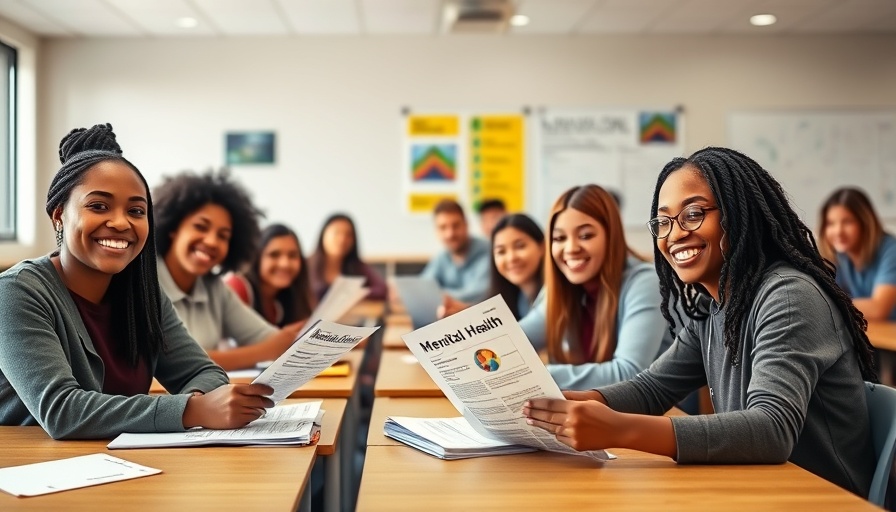 Mind4Youth mental health advocacy meeting with diverse students in a classroom.