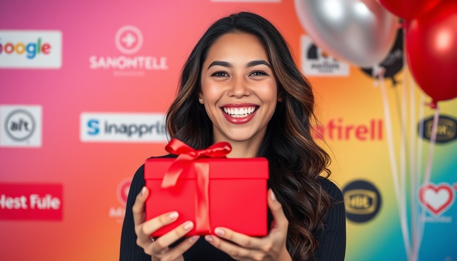 Vibrant and joyful woman holding gift, celebrating at event.