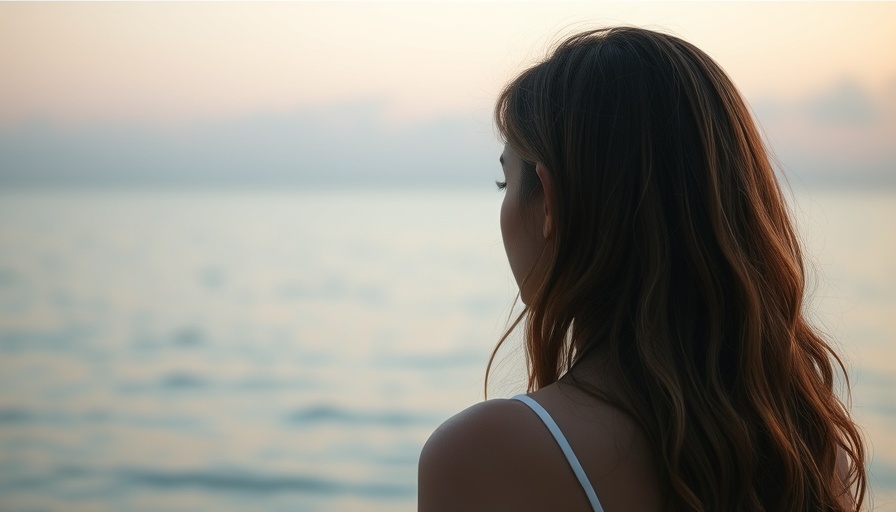 Reflective woman by the ocean, symbolizing turning endings into new beginnings.