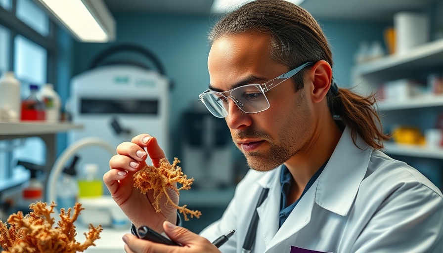 Marine biologist examining coral samples in Florida Coral Nursery Spawning lab.